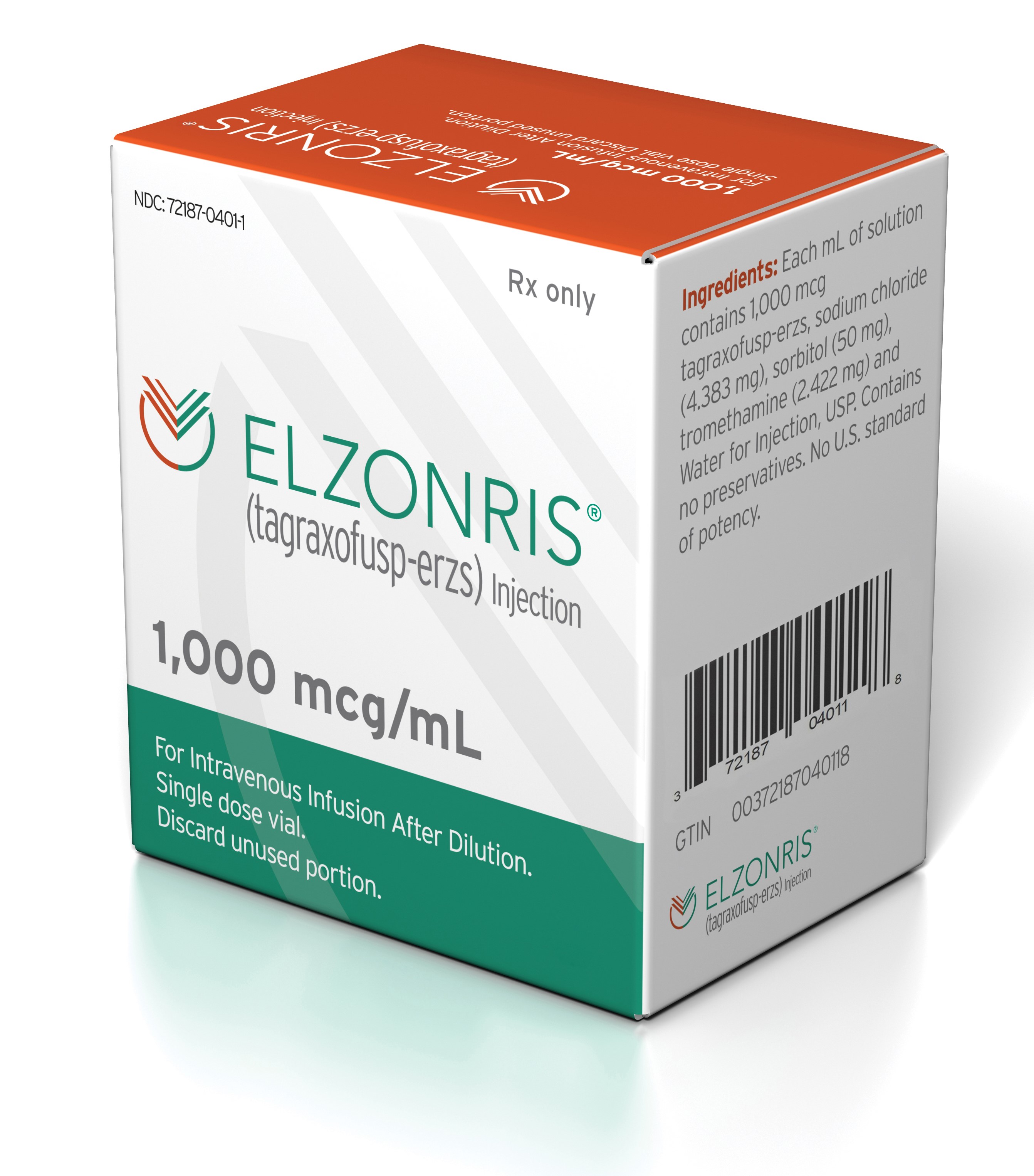 ELZONRIS® 1,000 mcg/mL package box